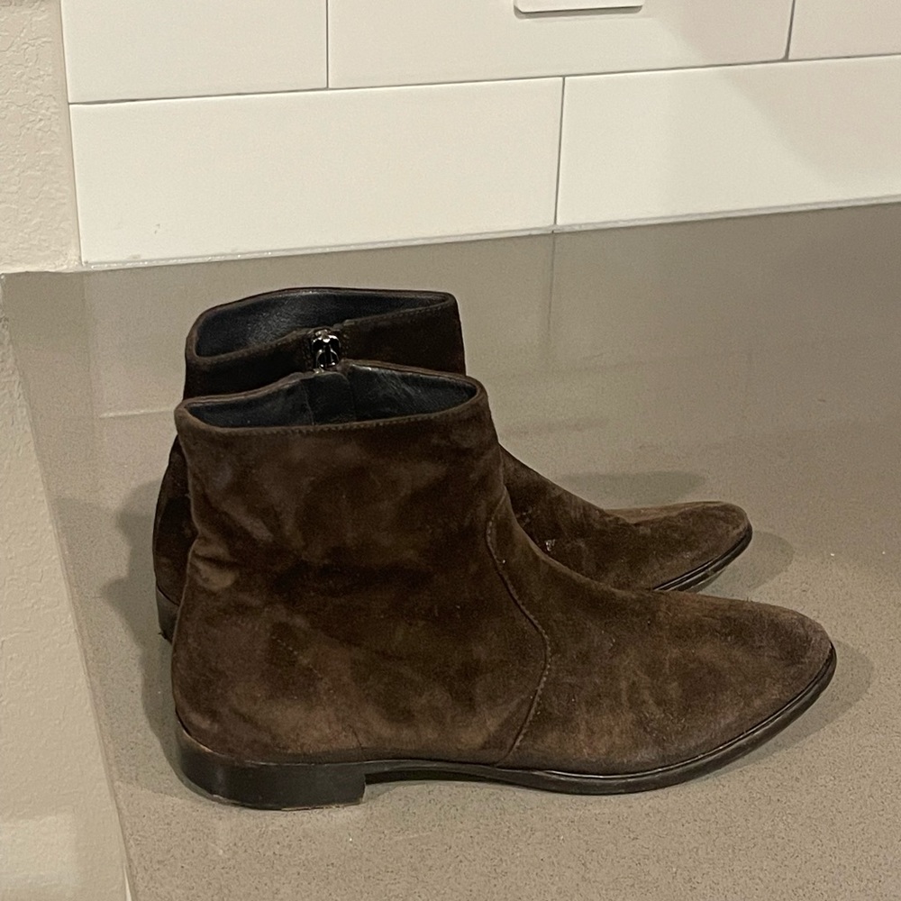 Authentic Prada side zip suede leather boots